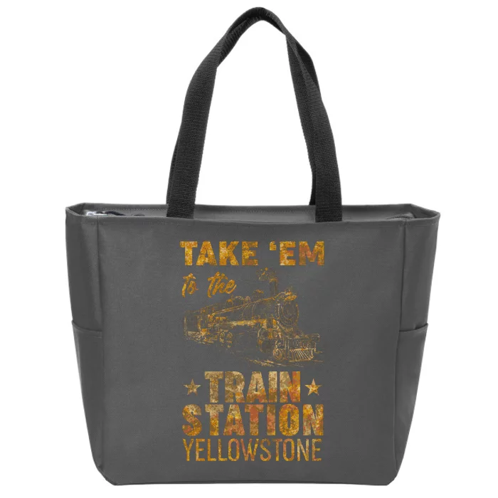 Vintage Take Em To The Train Station Zip Tote Bag