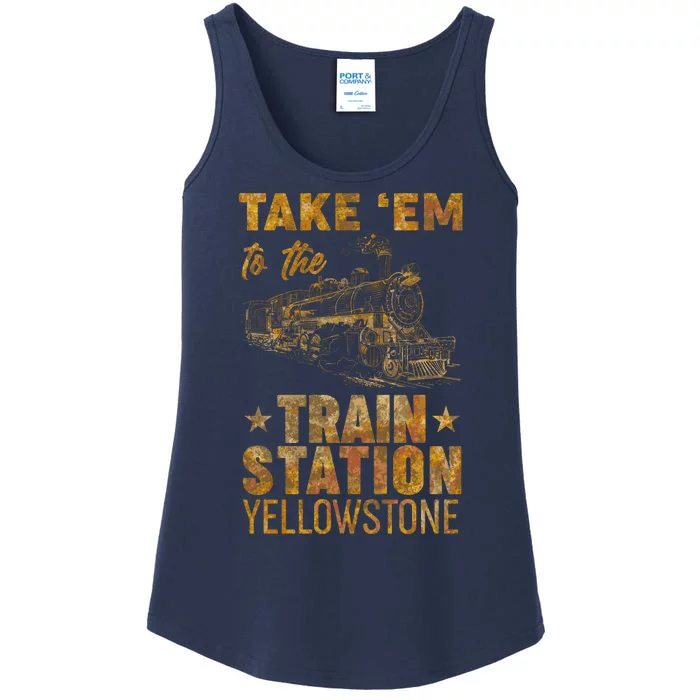 Vintage Take Em To The Train Station Ladies Essential Tank