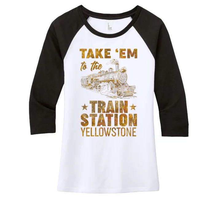 Vintage Take Em To The Train Station Women's Tri-Blend 3/4-Sleeve Raglan Shirt