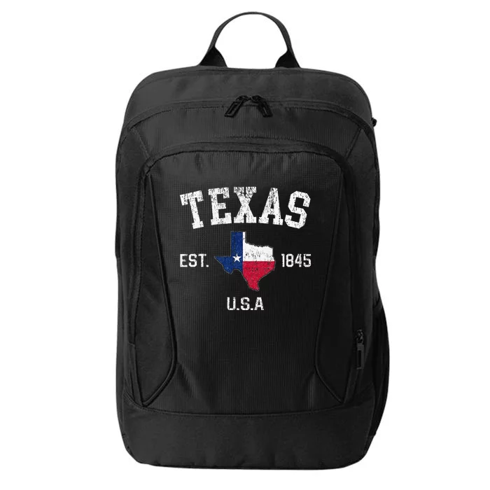 Vintage Texas Est 1845 Texas State Flag Map Texan Pride City Backpack