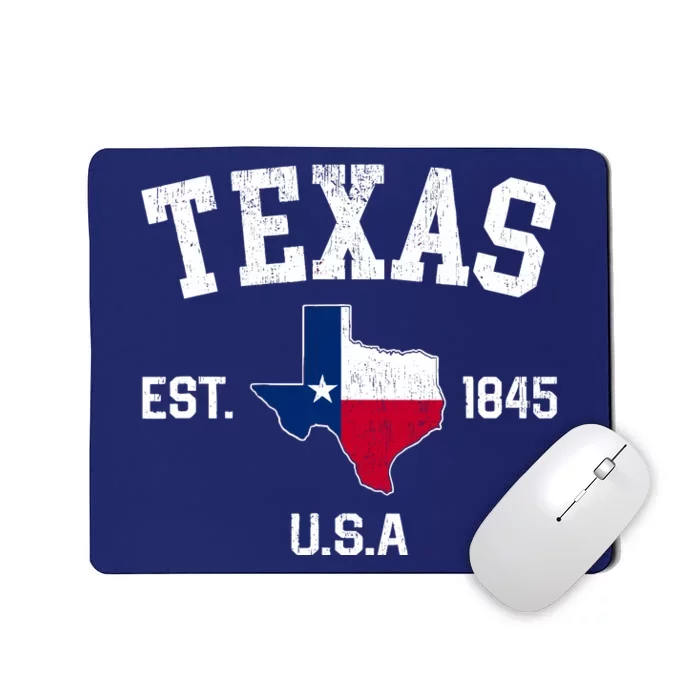 Vintage Texas Est 1845 Texas State Flag Map Texan Pride Mousepad