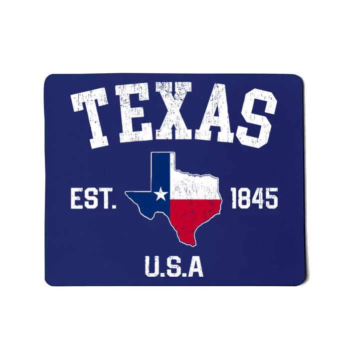 Vintage Texas Est 1845 Texas State Flag Map Texan Pride Mousepad