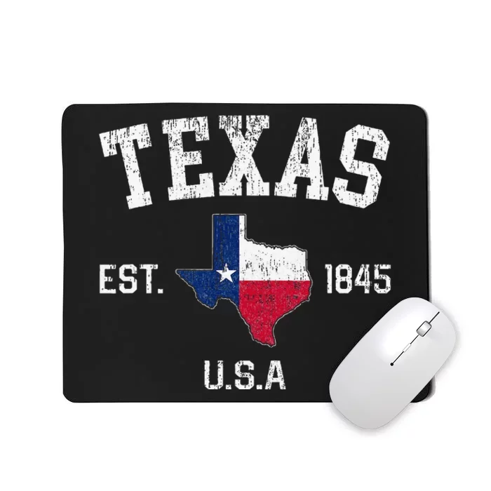 Vintage Texas Est 1845 Texas State Flag Map Texan Pride Mousepad