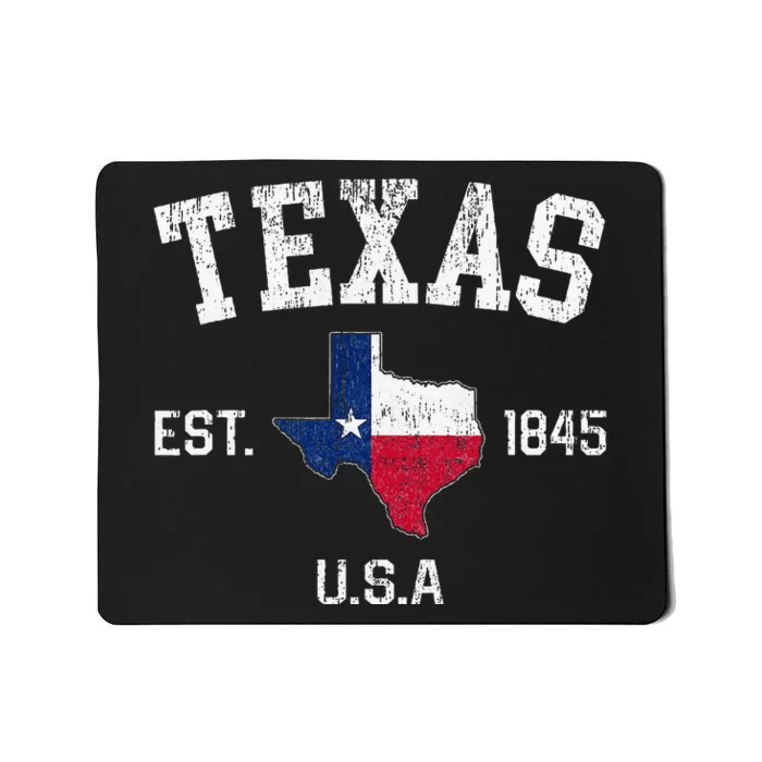 Vintage Texas Est 1845 Texas State Flag Map Texan Pride Mousepad