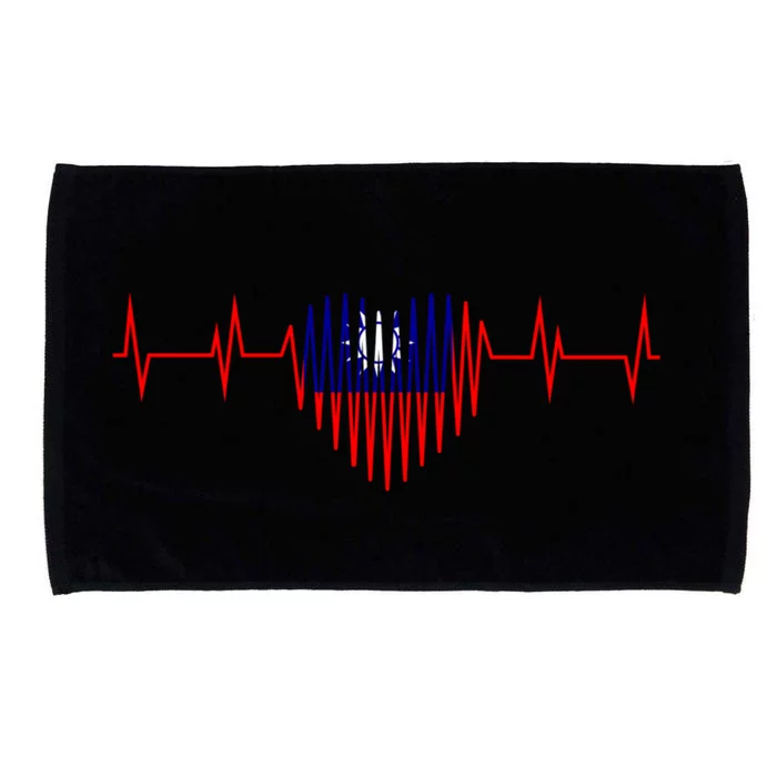 Vintage Taiwan Flag Heartbeat Design Proud Taiwanese Gift Microfiber Hand Towel