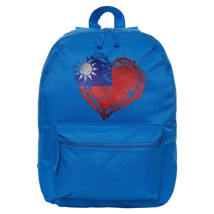 Vintage Taiwan Flag Special Heart Shape Stylish Design Gift 16 in Basic Backpack