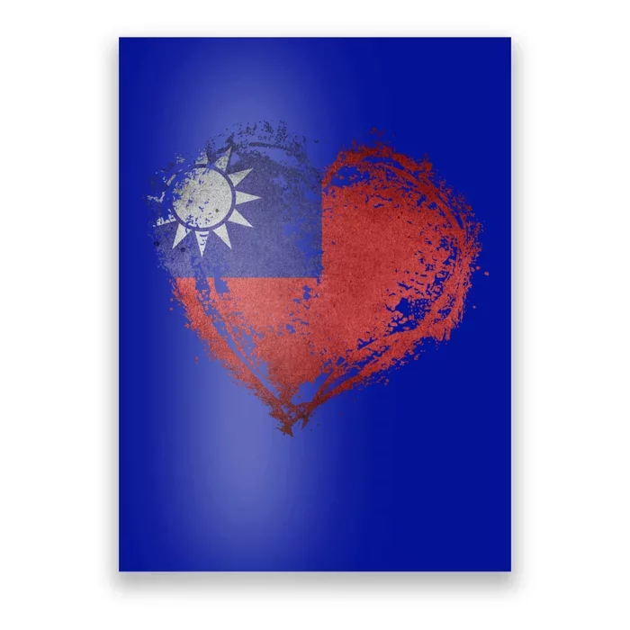 Vintage Taiwan Flag Special Heart Shape Stylish Design Gift Poster