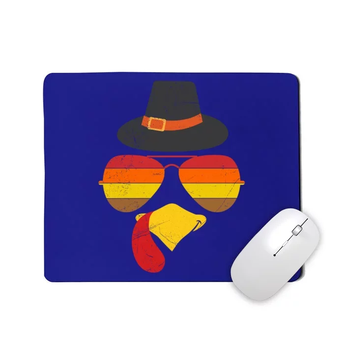 Vintage Turkey Face Glasses Thanksgiving Family Gift Mousepad