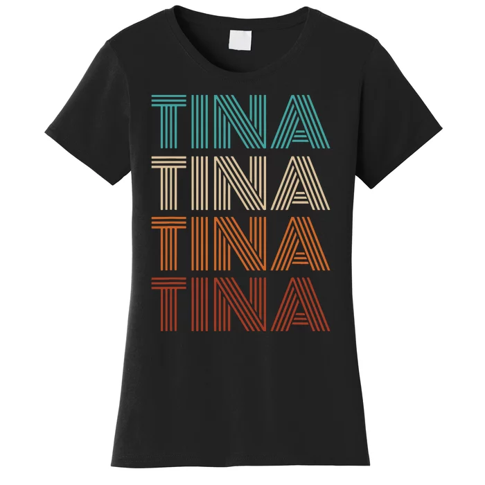 Vintage Tina First Name Pattern Tina Women's T-Shirt