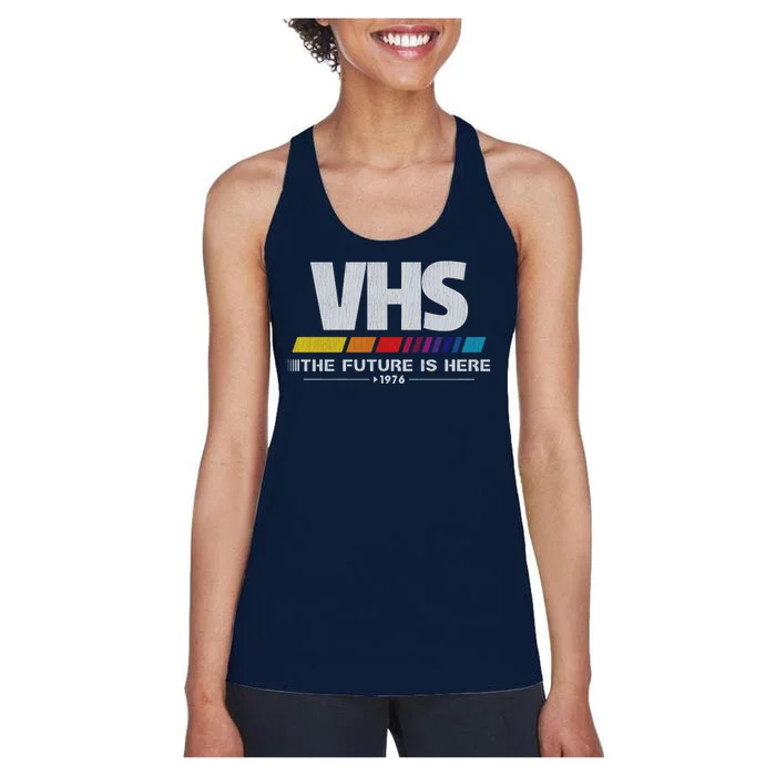 Vhs The Future Is Here 1976 Vintage Women's Racerback Tank