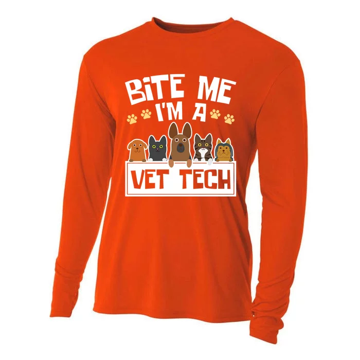 Vet Tech Funny Gift Veterinary Technician Bite Me Im A Vet Tech Gift Cooling Performance Long Sleeve Crew