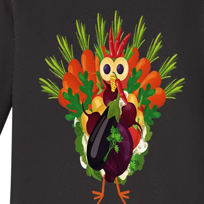 Vegan Thanksgiving Funny Vegetable Meatless Turkey Baby Long Sleeve Bodysuit