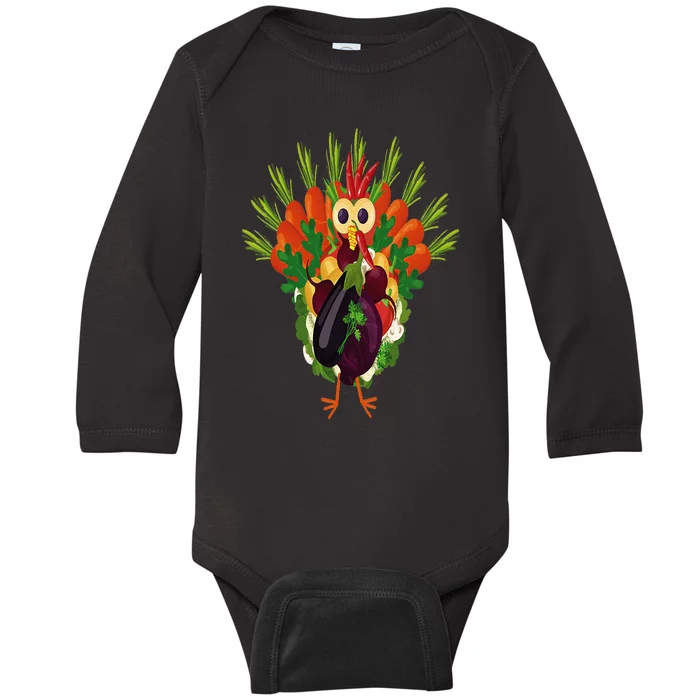 Vegan Thanksgiving Funny Vegetable Meatless Turkey Baby Long Sleeve Bodysuit