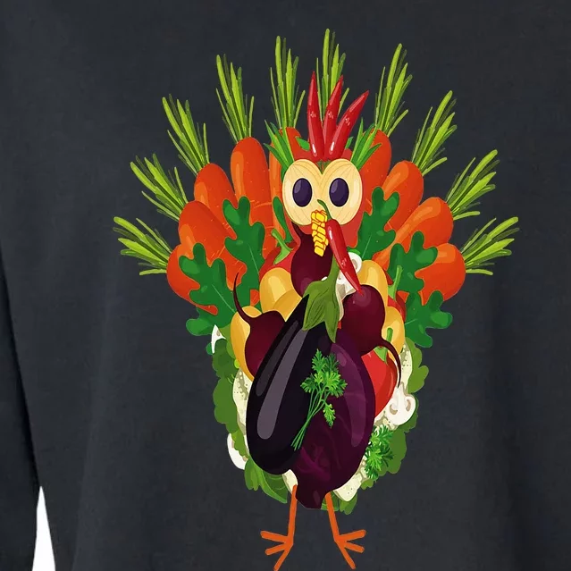 Vegan Thanksgiving Funny Vegetable Meatless Turkey Cropped Pullover Crew