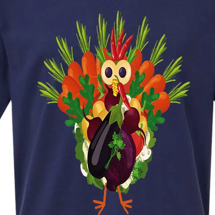 Vegan Thanksgiving Funny Vegetable Meatless Turkey Sueded Cloud Jersey T-Shirt