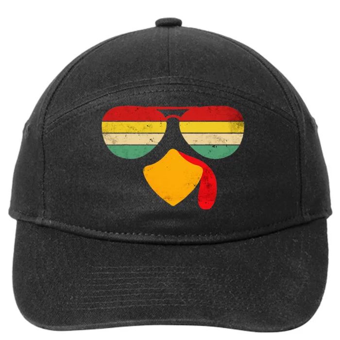 Vintage Turkey Face Thanksgiving Sunglasses Costume 7-Panel Snapback Hat