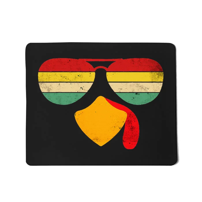 Vintage Turkey Face Thanksgiving Sunglasses Costume Mousepad