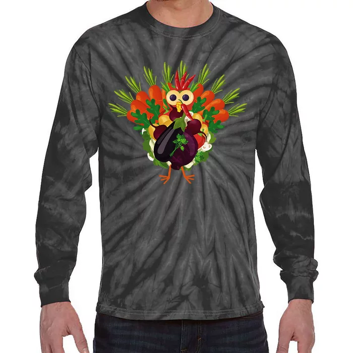 Vegan Thanksgiving Funny Vegetable Meatless Turkey Tie-Dye Long Sleeve Shirt