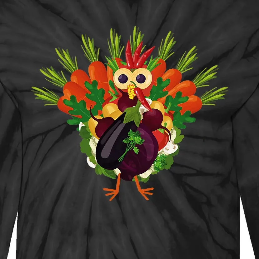 Vegan Thanksgiving Funny Vegetable Meatless Turkey Tie-Dye Long Sleeve Shirt