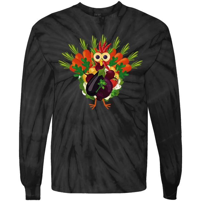 Vegan Thanksgiving Funny Vegetable Meatless Turkey Tie-Dye Long Sleeve Shirt