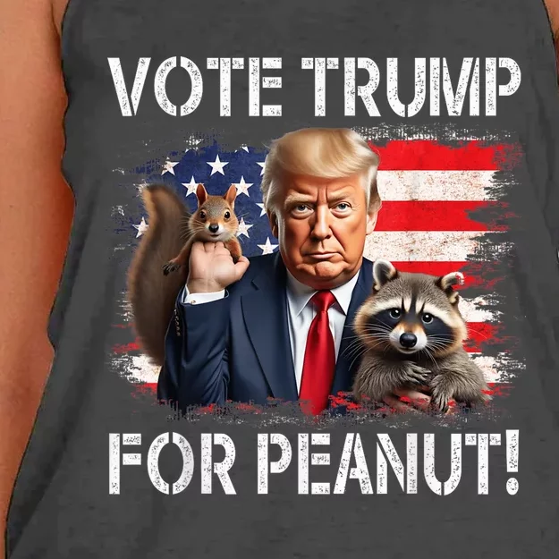 Vote Trump For Peanut The Squirrel Usa Grunged Flag Women's Knotted Racerback Tank