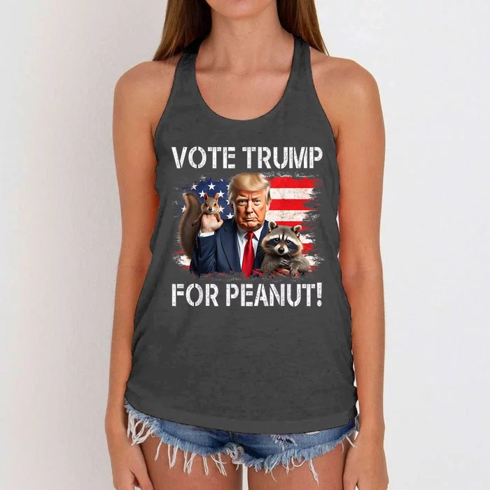 Vote Trump For Peanut The Squirrel Usa Grunged Flag Women's Knotted Racerback Tank