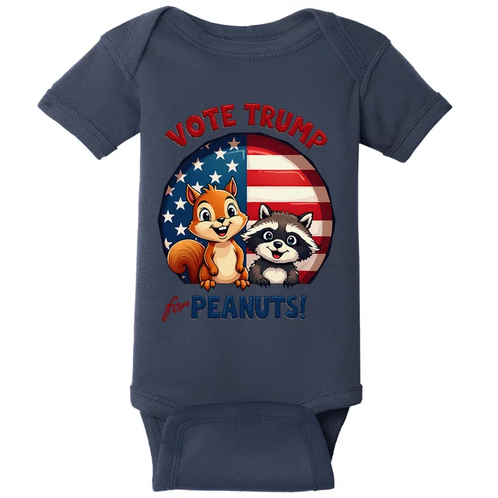 Vote Trump For Peanuts The Squirrel And Fred The Raccoon Baby Bodysuit