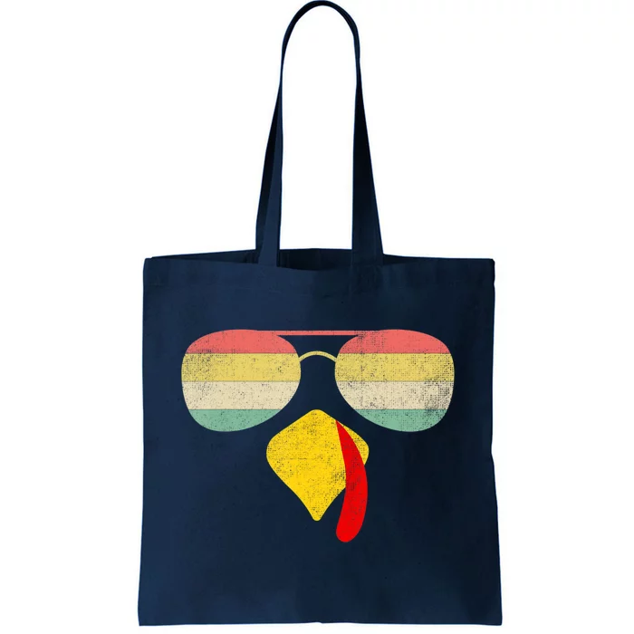 Vintage Turkey Face Thanksgiving With Sunglasses Boys Girls Tote Bag