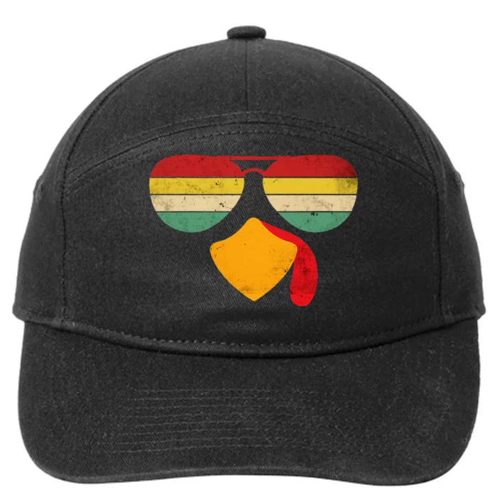 Vintage Turkey Face Thanksgiving Sunglasses Costume Boy Girl 7-Panel Snapback Hat