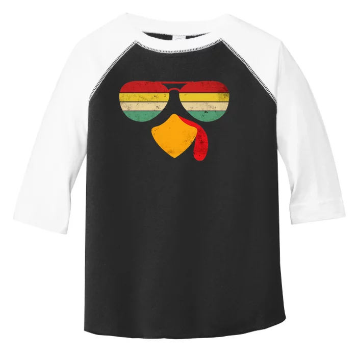 Vintage Turkey Face Thanksgiving Sunglasses Costume Boy Girl Toddler Fine Jersey T-Shirt