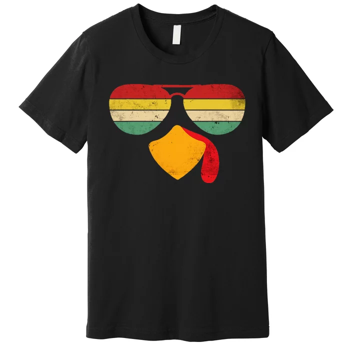 Vintage Turkey Face Thanksgiving Sunglasses Costume Girl Premium T-Shirt