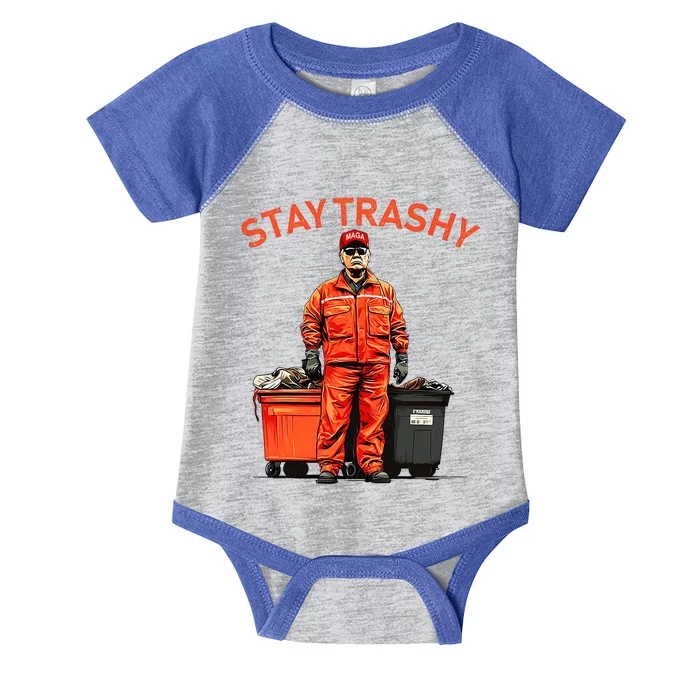 Vote Trump Garbage Man Stay Trashy 2024 Election President Infant Baby Jersey Bodysuit