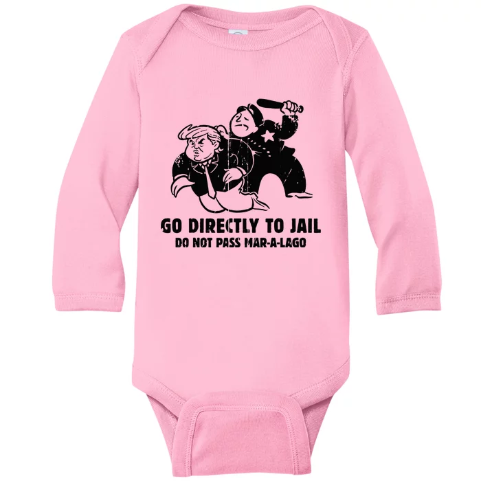 Vintage Trump Go Directly To Jail Baby Long Sleeve Bodysuit