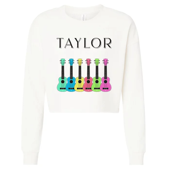 Vintage Taylor Guitar Classic Music Design Cropped Pullover Crew