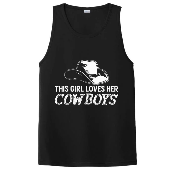 vintage This Girl Loves Her Cowboy Cute Texas Dallas Performance Tank