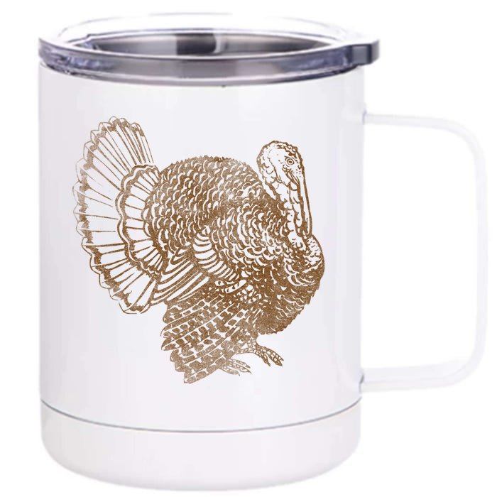 Vintage Turkey Gift Front & Back 12oz Stainless Steel Tumbler Cup