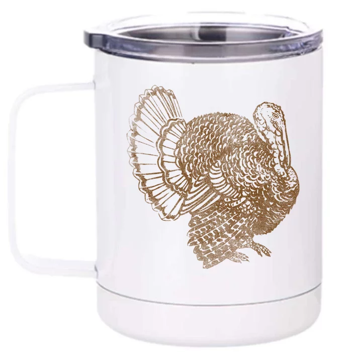 Vintage Turkey Gift Front & Back 12oz Stainless Steel Tumbler Cup