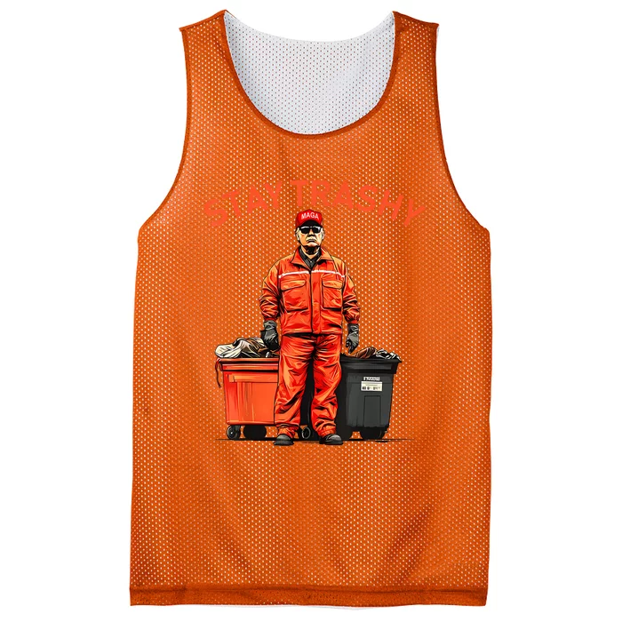 Vote Trump Garbage Man Stay Trashy 2024 Election President Mesh Reversible Basketball Jersey Tank