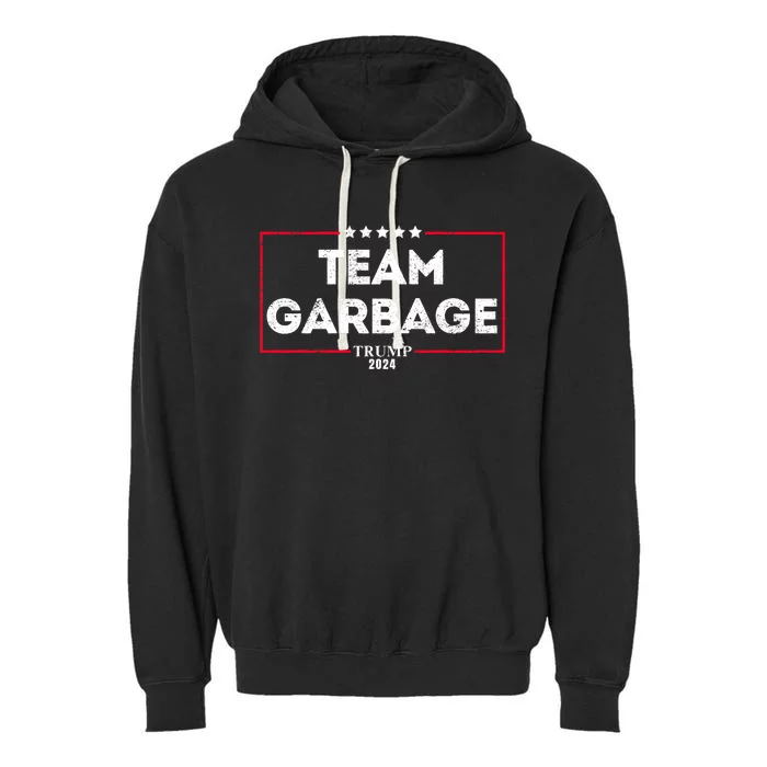 Vintage Team Garbage For Trump 2024 Garment-Dyed Fleece Hoodie