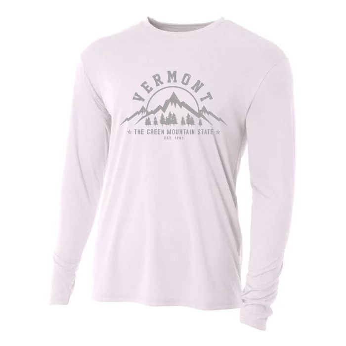 Vermont The Green Mountain State Est 1791 Vintage Gift Cooling Performance Long Sleeve Crew