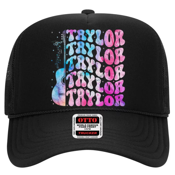 Vintage Taylor Groovy Personalized Birthday Design High Crown Mesh Trucker Hat