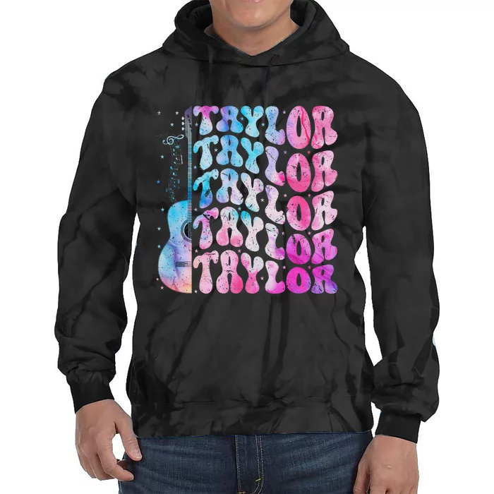 Vintage Taylor Groovy Personalized Birthday Design Tie Dye Hoodie