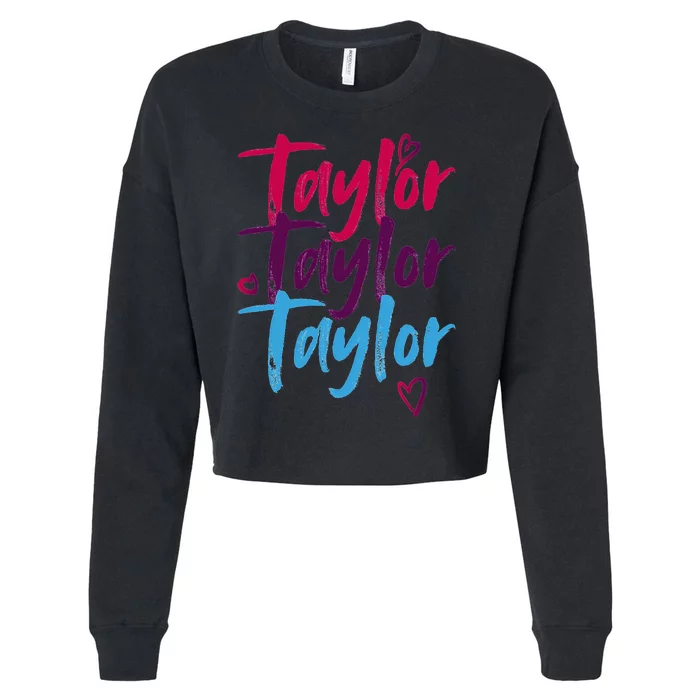 Vintage Taylor Groovy 80S Personalized Design Cropped Pullover Crew