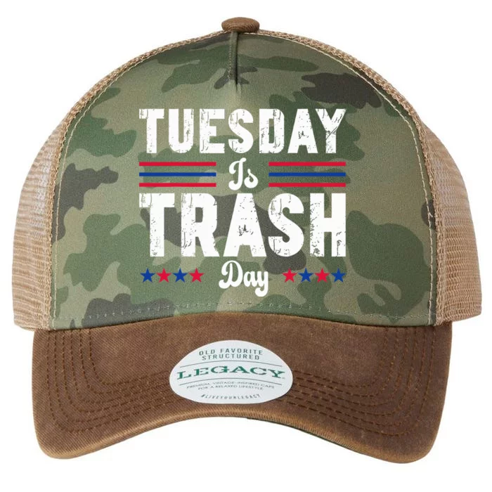 Vintage Trump Garbage Truck Trash Day Is Tuesday Garbage Man Legacy Tie Dye Trucker Hat