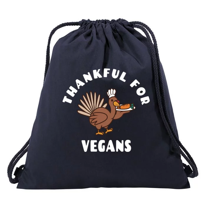 Vegan Thanksgiving Great Gift Turkey Chef Thankful For Vegans Gift Drawstring Bag