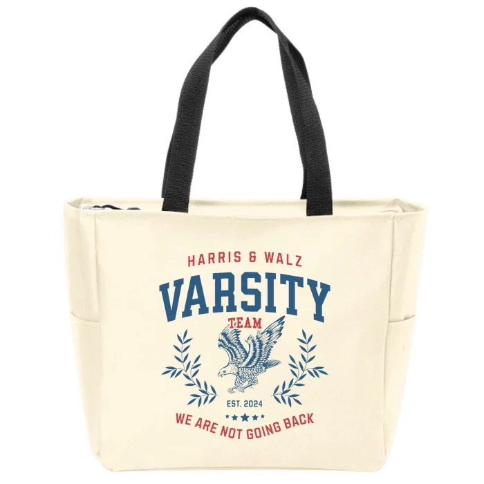 Varsity Team Harris Walz 2024 Election Kamala Tim Waltz Zip Tote Bag