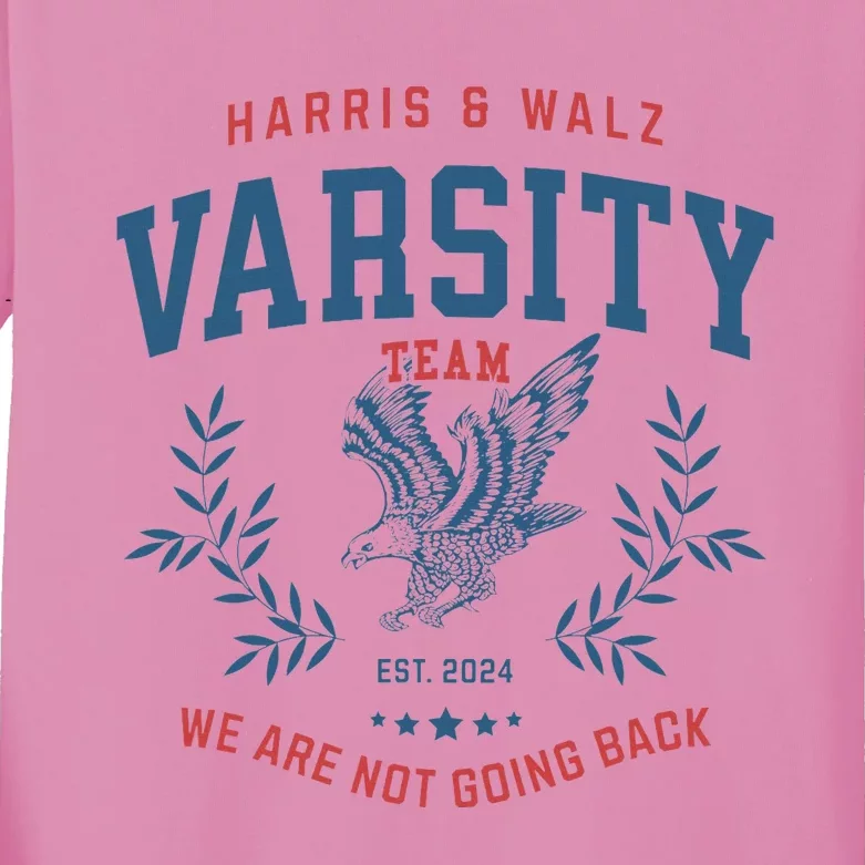 Varsity Team Harris Walz 2024 Election Kamala Tim Waltz Kids Long Sleeve Shirt