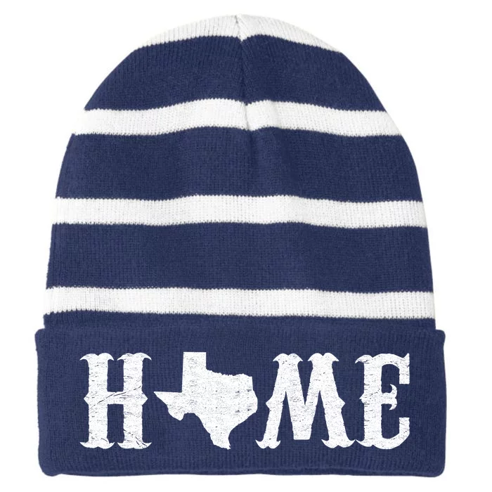 Vintage Texas Home Logo Striped Beanie with Solid Band