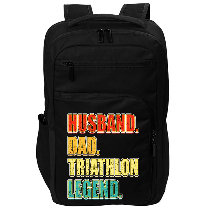 Vintage Triathlon Husband Dad Triathlete Legend FatherS Day Gift Impact Tech Backpack