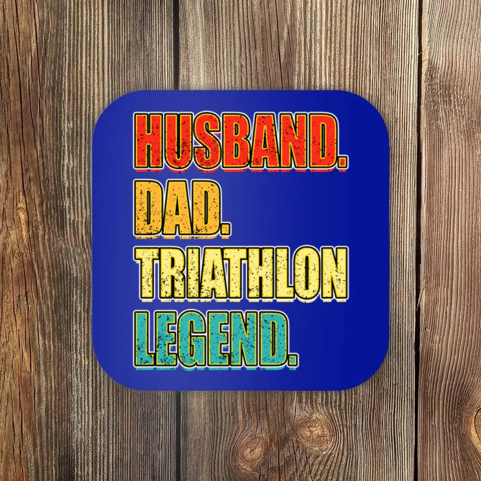 Vintage Triathlon Husband Dad Triathlete Legend FatherS Day Gift Coaster